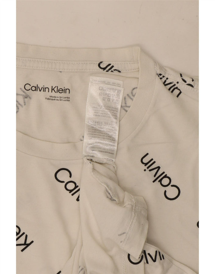 Calvin Klein Camiseta masculina gráfica Top médio algodão branco