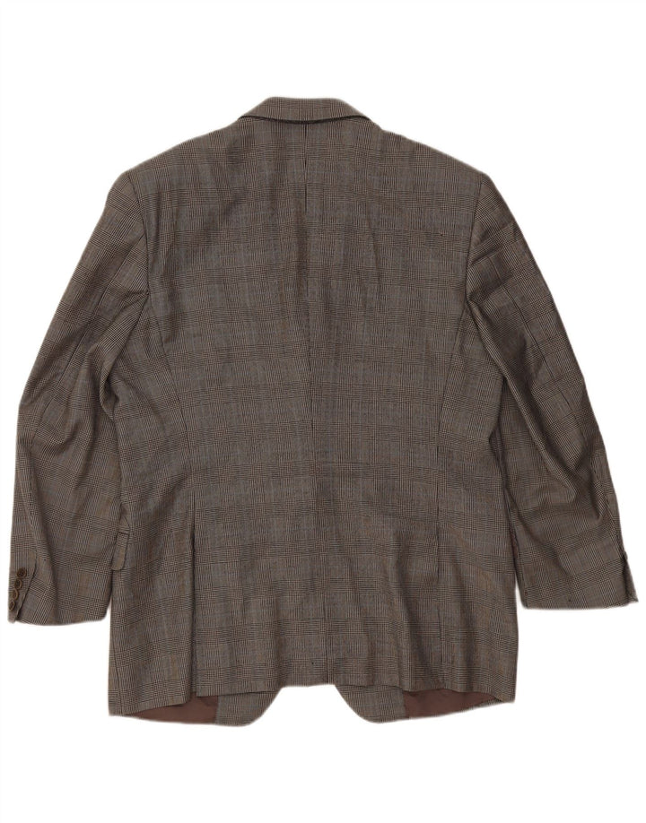 Jaqueta blazer masculina Canali com 3 botões IT 54 2XL lã xadrez cinza