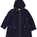 Sobretudo feminino MICHAEL KORS com capuz Reino Unido 18 XL lã azul marinho