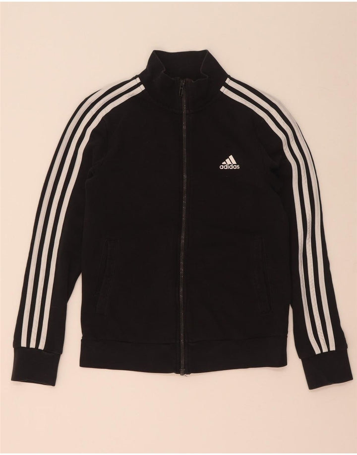 Adidas Womens Tracksuit Top Jacket UK 8/10 Pequeno Algodão Preto
