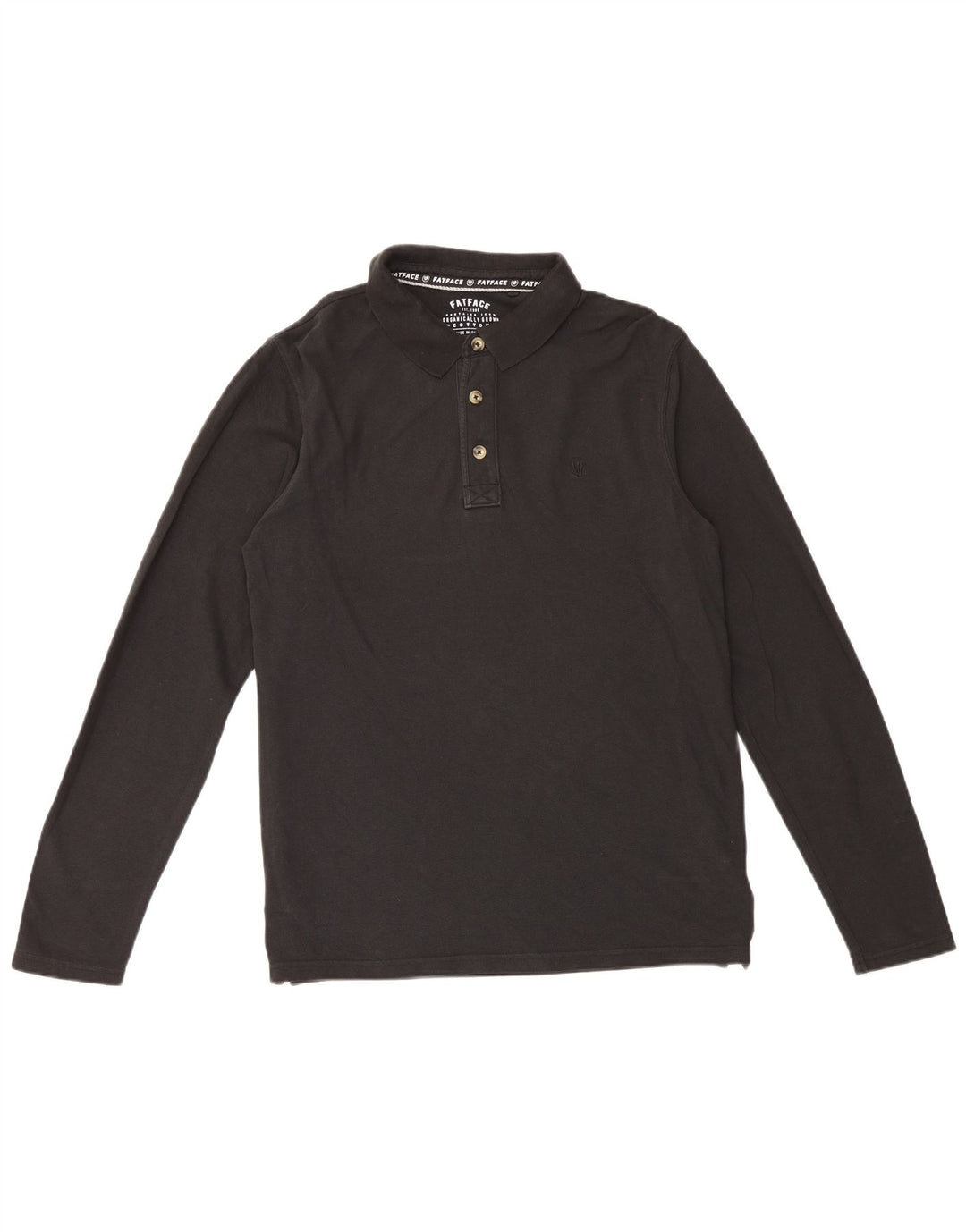 Camisa polo masculina de manga comprida Fat Face grande algodão preto