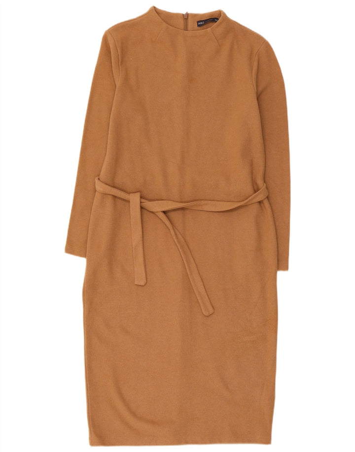 Vestido feminino Marks & Spencer Reino Unido 12 algodão marrom médio