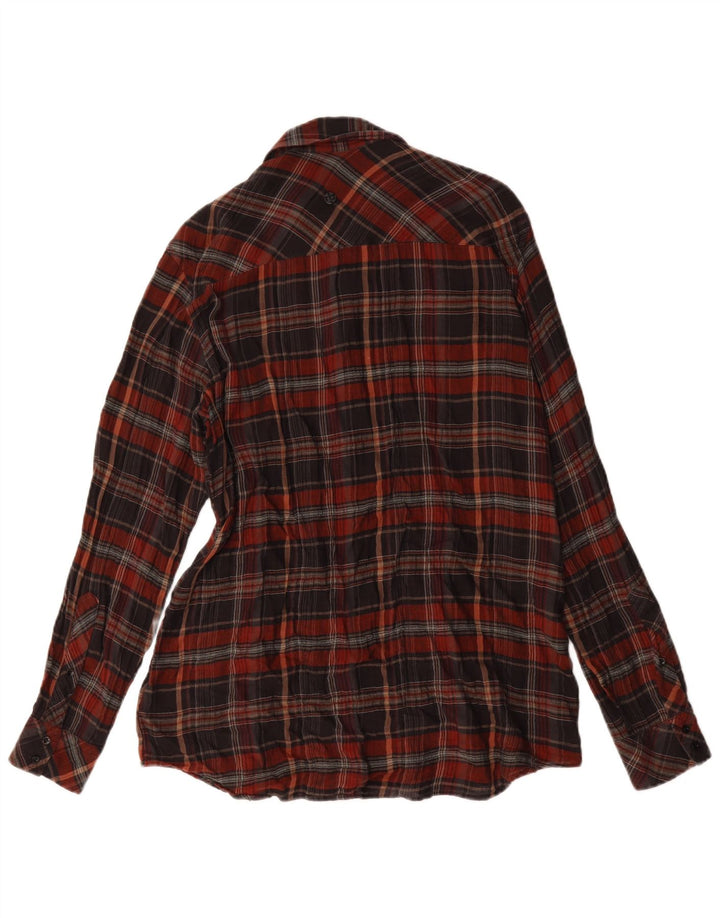 Trussardi Camisa Longline Feminina Reino Unido 14 Médio Xadrez Borgonha