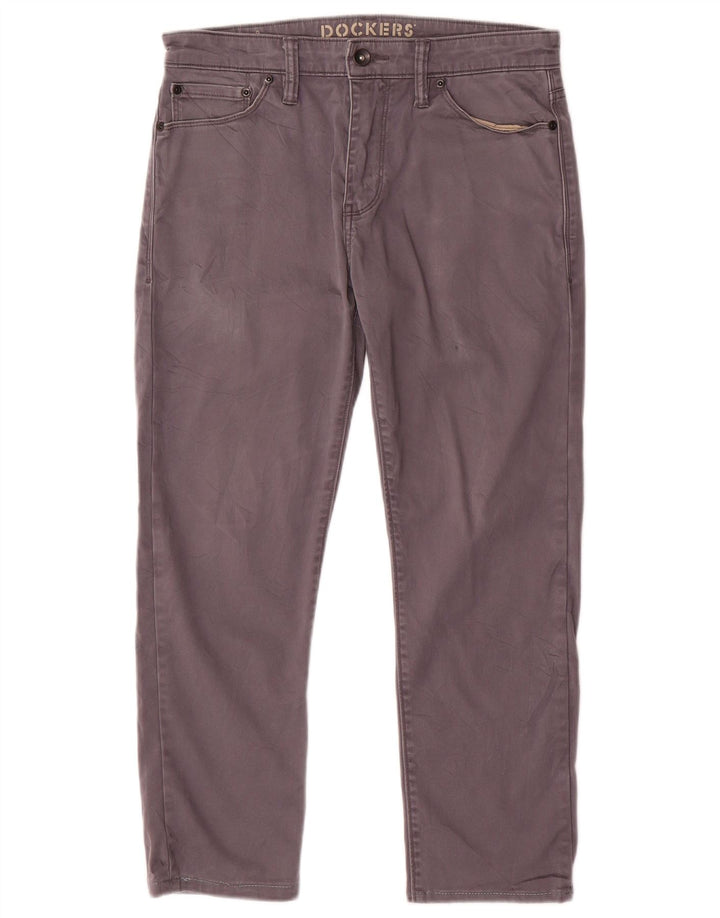 Calça masculina cortada reta DOCKERS W30 L24 algodão cinza