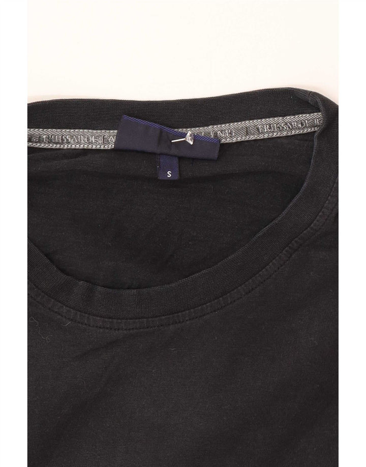 Trussardi Jeans Mens Gráfico Top Manga Longa Pequeno Preto