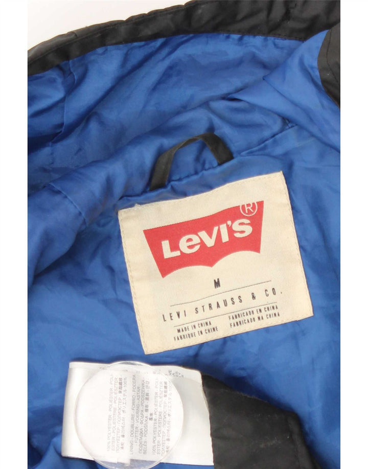Jaqueta corta-vento masculina Levi's com capuz UK 38 poliéster preto médio