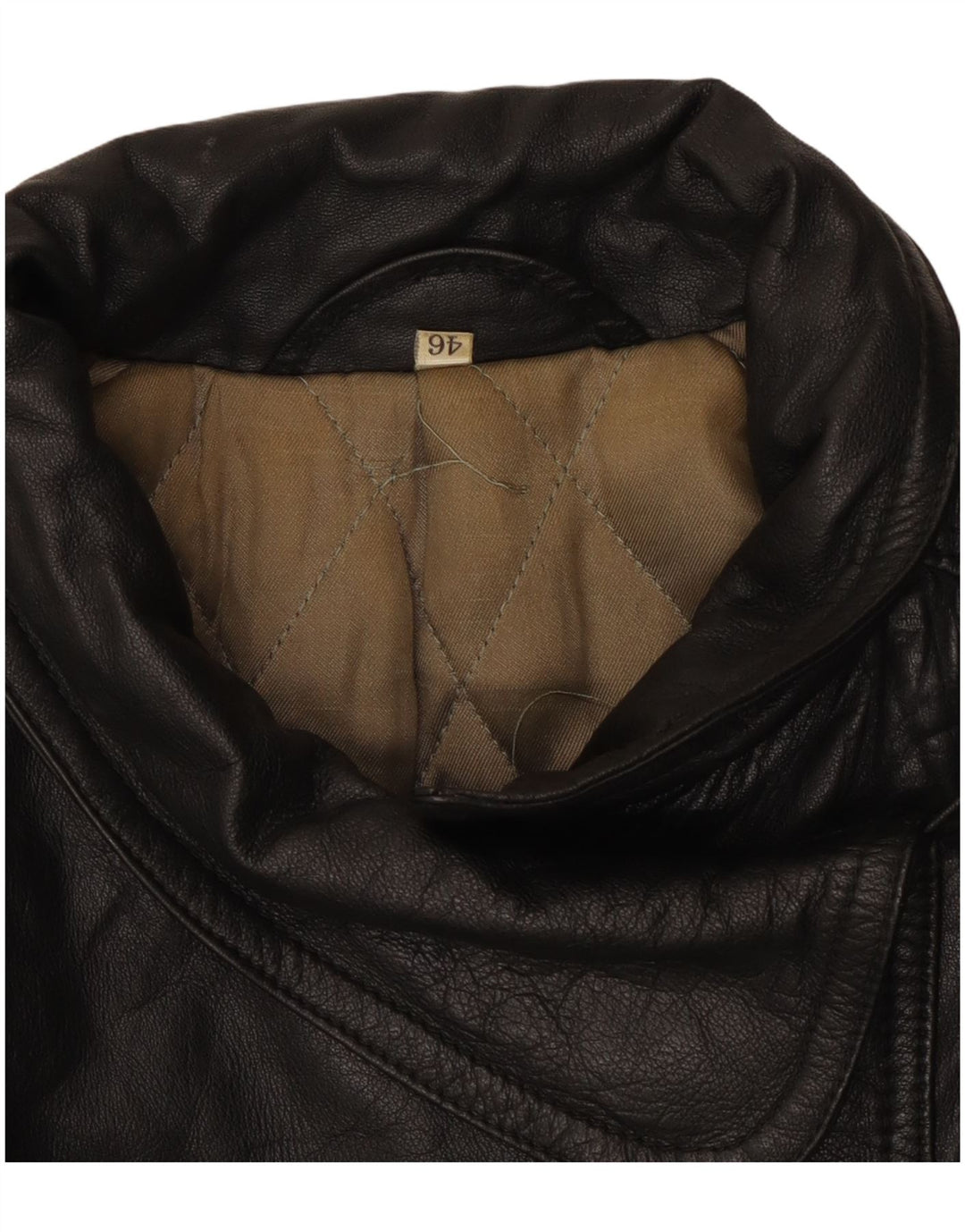 Jaqueta de couro feminina vintage IT 46 grande preta