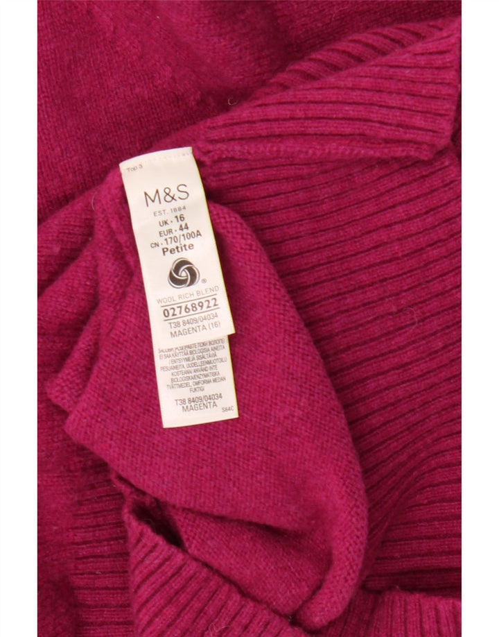 Suéter feminino Marks & Spencer com gola redonda Reino Unido 16 lã de carneiro rosa grande