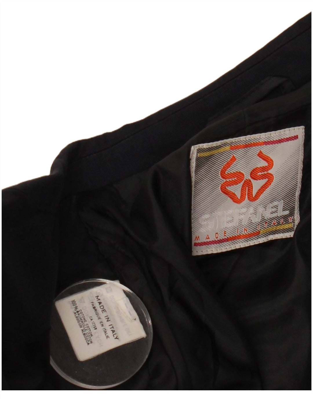 Jaqueta blazer masculina Stefanel com 2 botões Reino Unido 38 algodão azul marinho médio