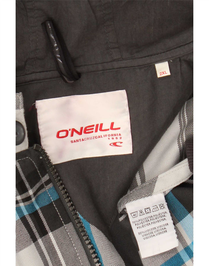 Jaqueta bomber masculina com capuz O'Neill UK 44 2XL poliéster xadrez cinza