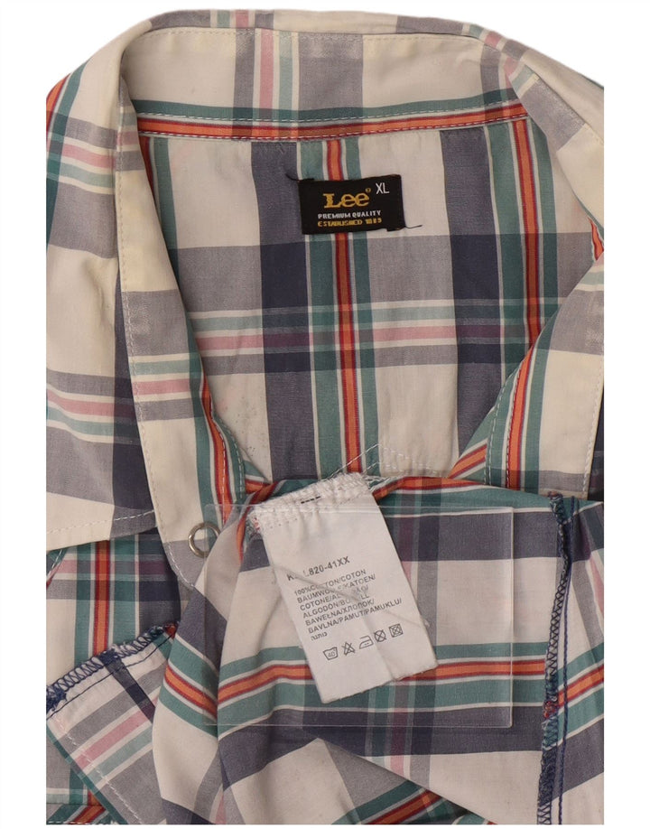 Camisa masculina de manga curta LEE XL algodão xadrez multicolorido