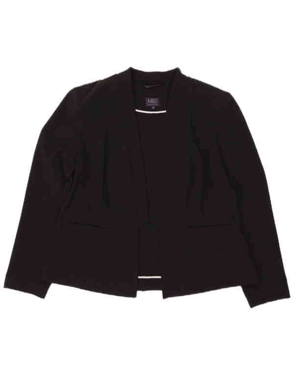 Jaqueta blazer aberta feminina Marks & Spencer Reino Unido 18 XL preto poliéster