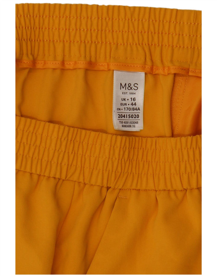 Saia reta feminina Marks & Spencer UK 16 grande W34 poliéster amarelo