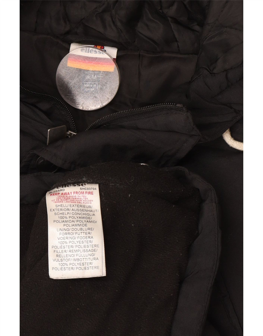 Jaqueta Parka Ellesse Masculina com Capuz UK 38 Poliéster Preto Médio