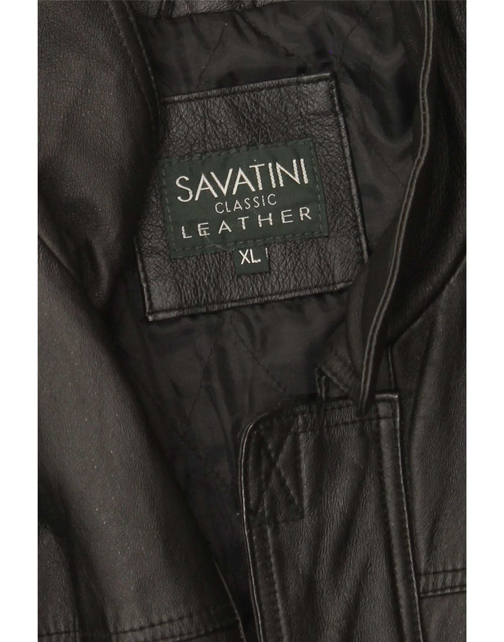 Jaqueta de couro masculina Savatini Reino Unido 42 XL preta