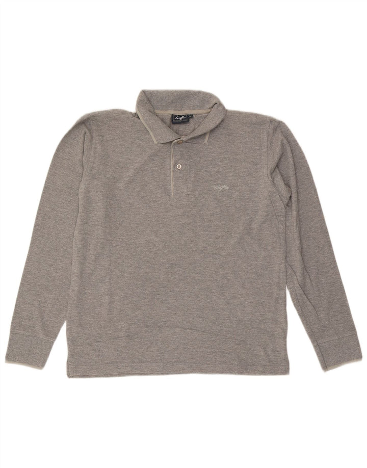 Camisa polo masculina de manga comprida LOTTO algodão cinza médio