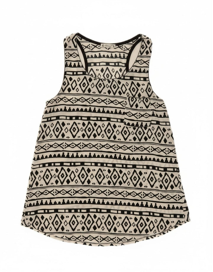 Colete feminino SOLANGE UK 10 pequeno branco geométrico