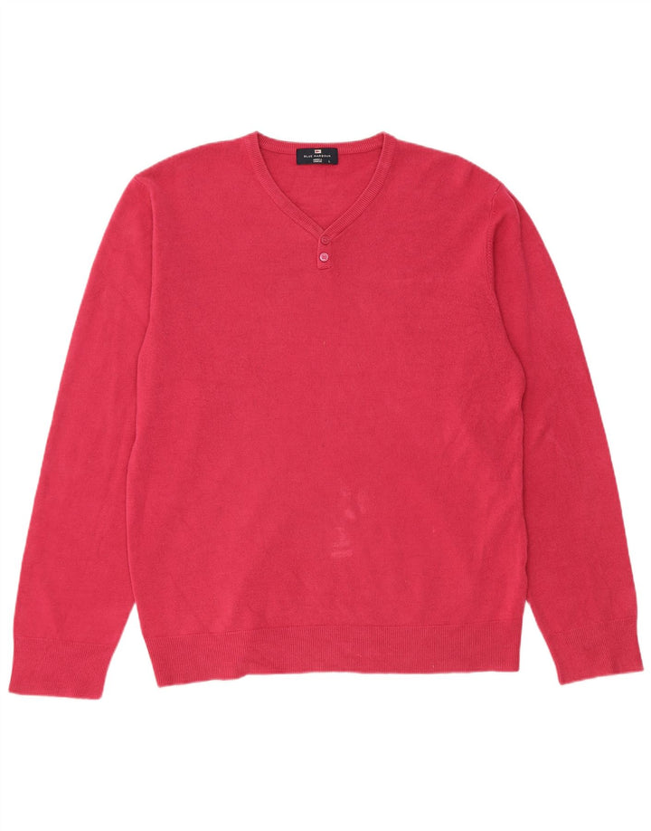 Suéter feminino Marks & Spencer com decote em V Reino Unido 16 grande rosa