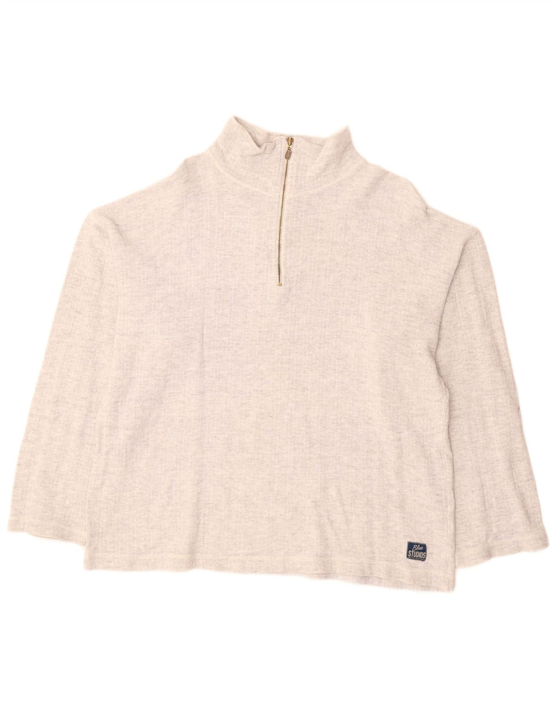 Suéter feminino VINTAGE com zíper e gola UK 18 XL cinza