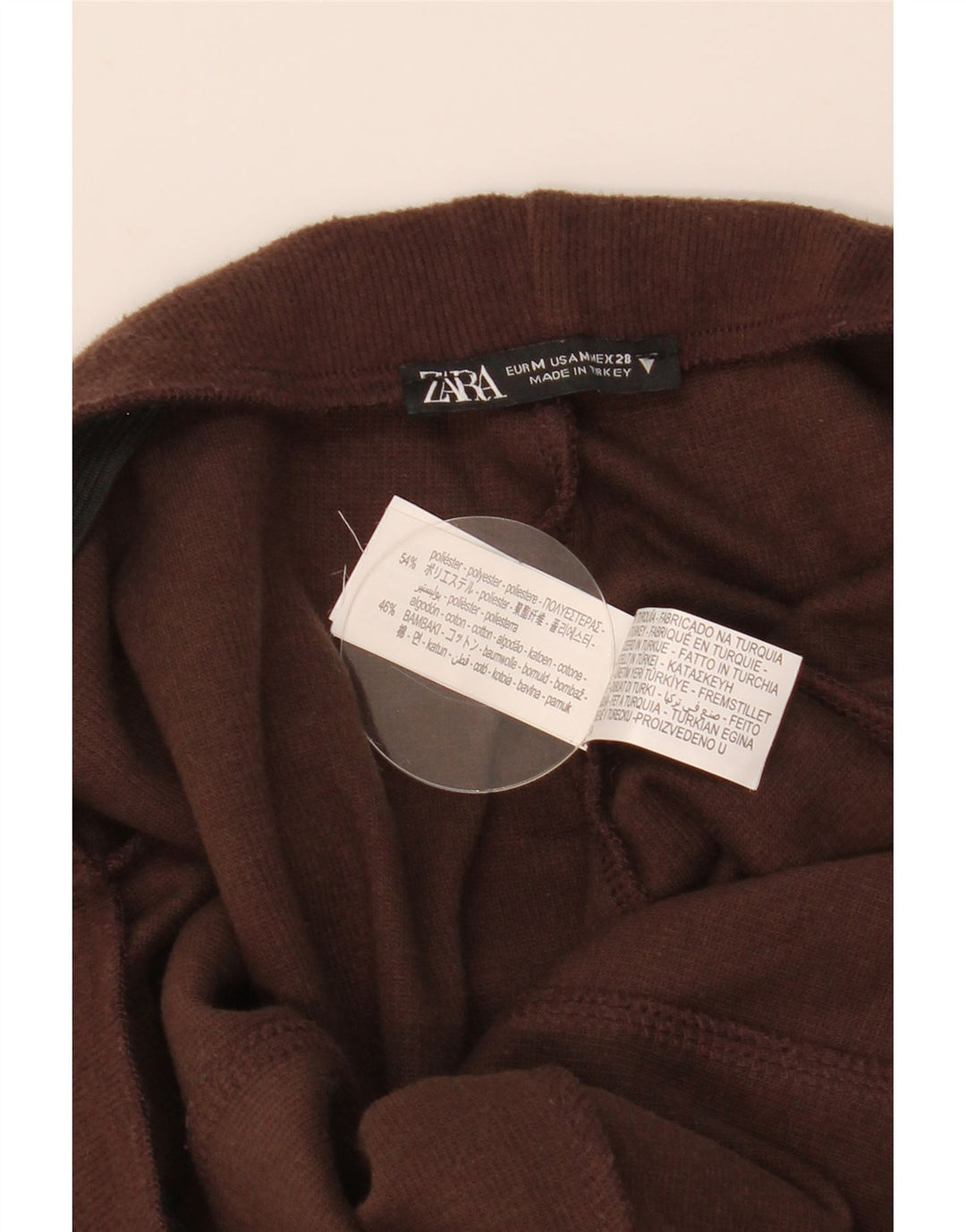 Zara Womens Knit Tracksuit Calças UK 14 Médio Marrom Poliéster