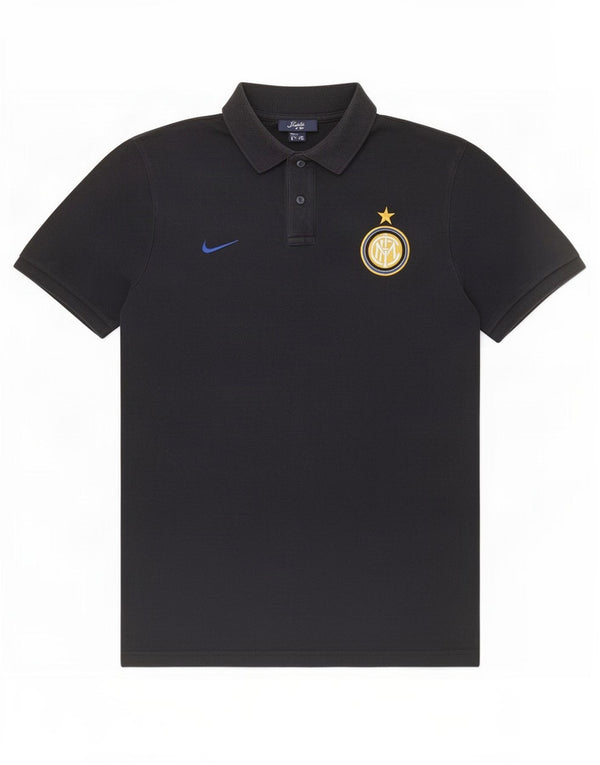 Camisa polo masculina Nike Inter de Milão de algodão preto médio