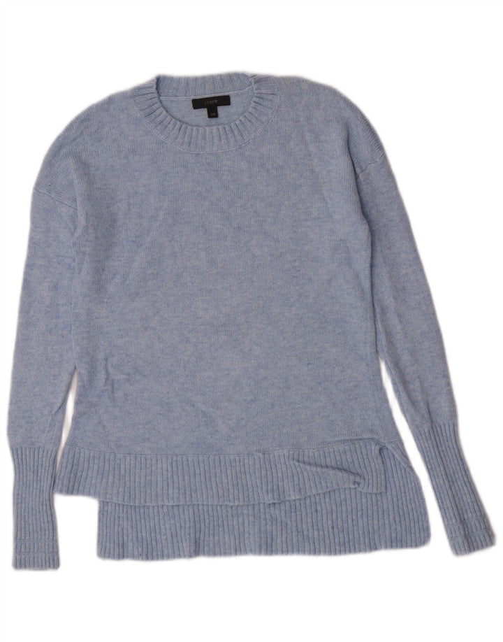 Suéter feminino J. Crew com gola redonda e lã azul UK 2 2XS