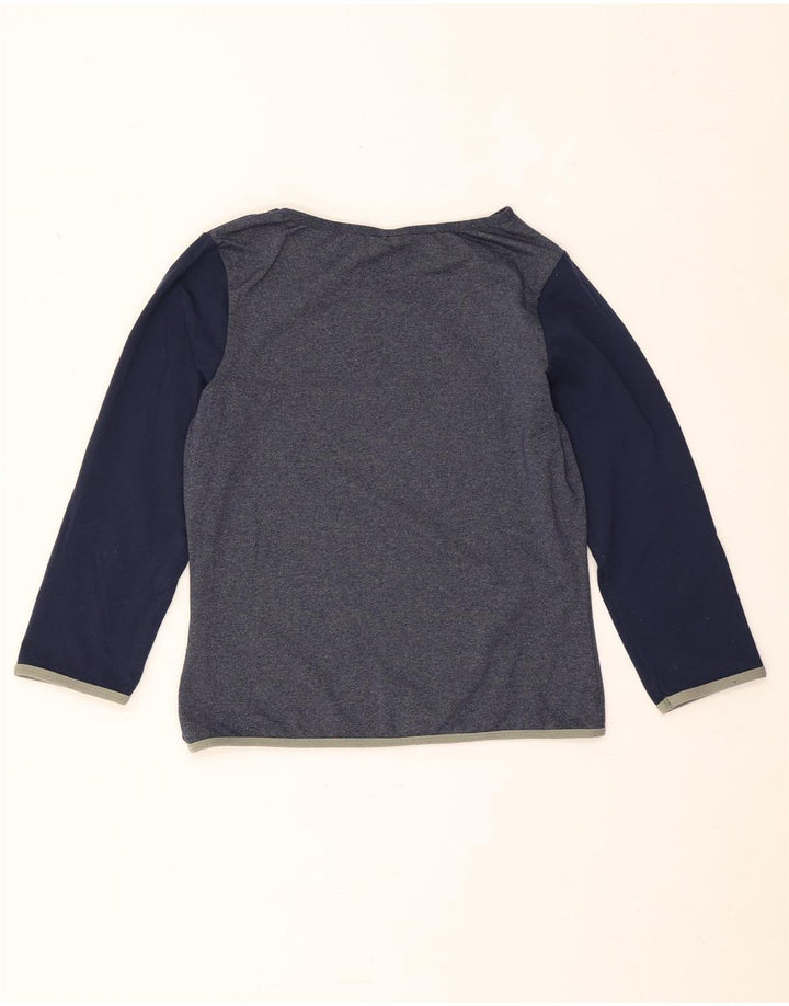 Top feminino Nike manga comprida US 4/6 pequeno azul marinho colorblock nylon