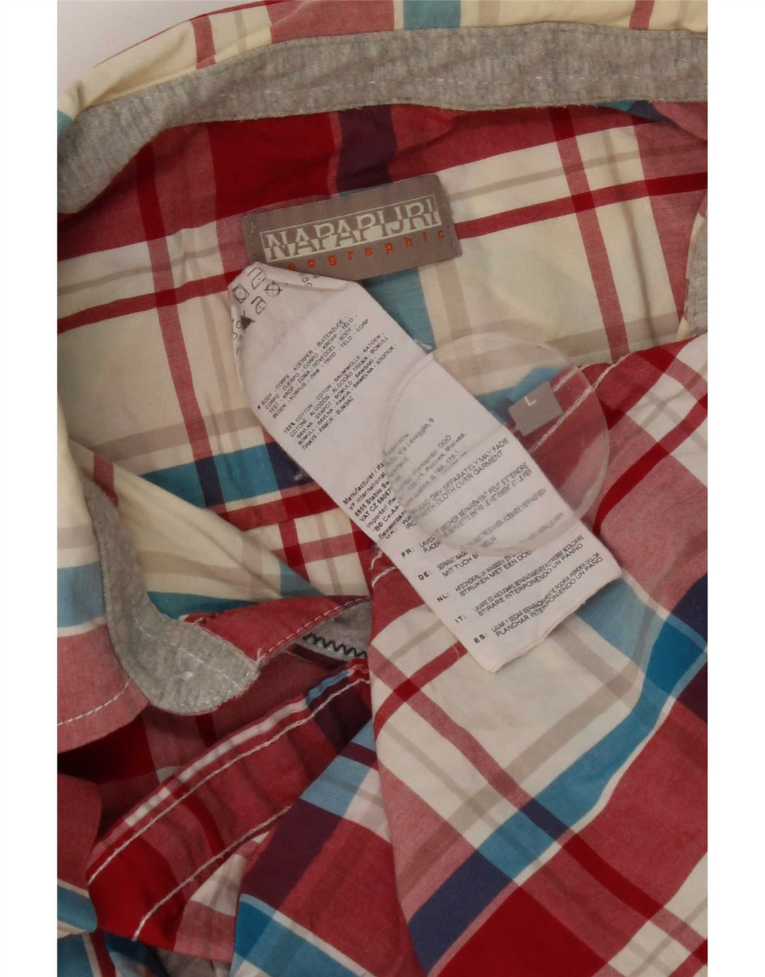 Camisa masculina de manga curta Napapijri grande algodão xadrez vermelho