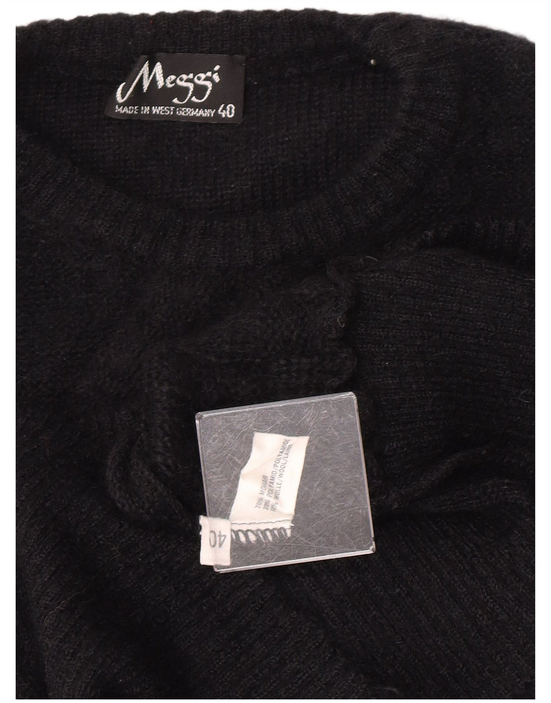 Suéter feminino Meggi com gola redonda EU 40 médio preto mohair