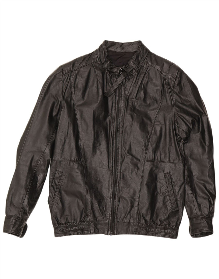 Jaqueta de couro masculina vintage UK 38 média preta