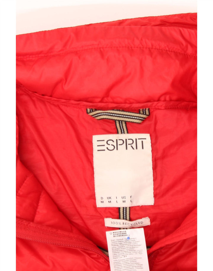 Colete acolchoado com capuz feminino ESPRIT UK 14 poliéster vermelho médio