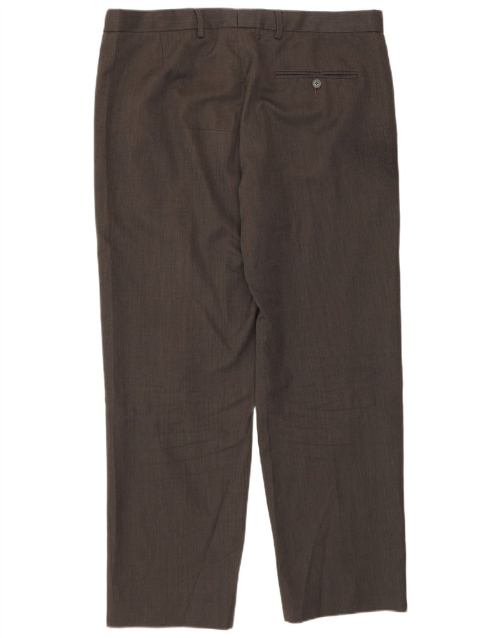 Calça casual masculina Marks & Spencer de ajuste regular W36 L29 poliéster marrom
