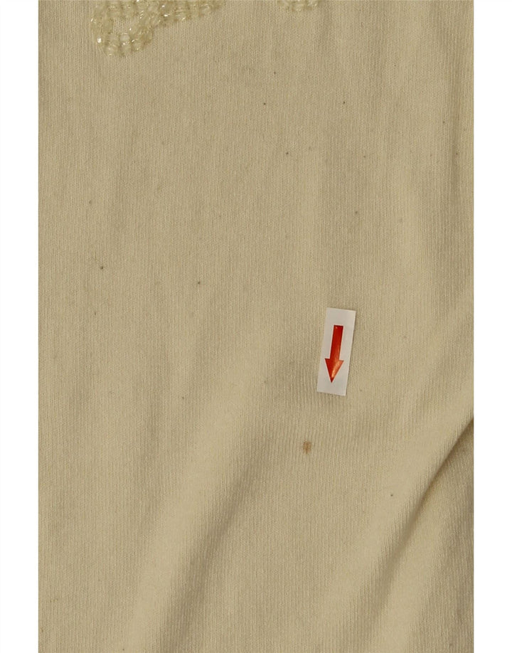 Suéter cardigã feminino grande Liu Jo UK 10 pequeno off white viscose