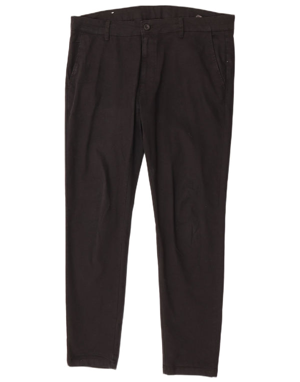 Zara Mens Slim Chino Calças EU 44 Grande W34 L32 Algodão Preto