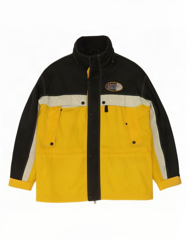 Jaqueta de chuva masculina com capuz Think Pink UK 42 XL amarelo colorblock