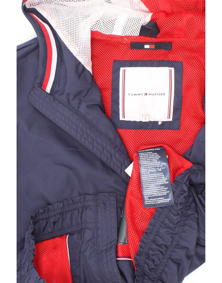 Tommy Hilfiger Jaqueta bomber masculina com capuz 7-8 anos azul marinho poliéster