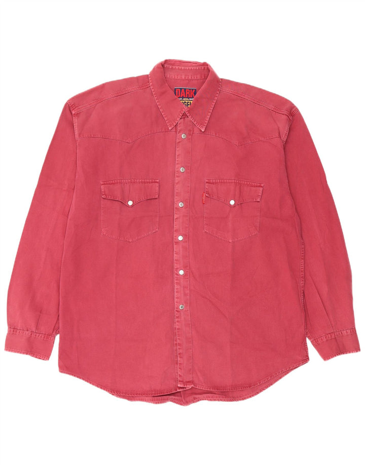 Camisa ocidental masculina vintage XL algodão Borgonha