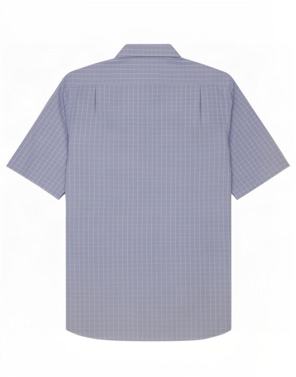 Camisa masculina de manga curta Massimo Dutti tamanho 42 grande algodão xadrez azul