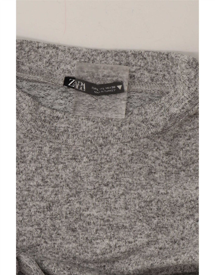 Top feminino Zara de manga comprida UK 16 grande cinza manchado