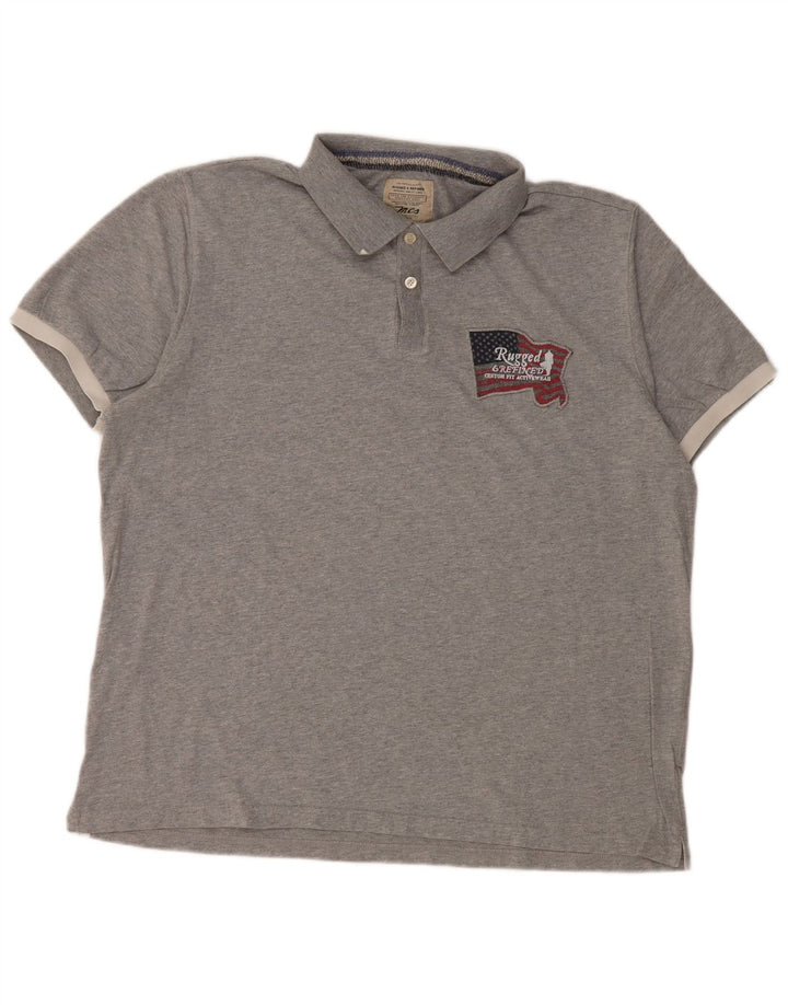 Camisa polo masculina Marlboro Classics XL cinza manchado de algodão