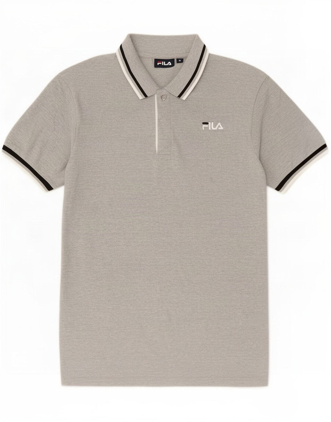 Camisa polo masculina Fila de algodão listrado cinza médio