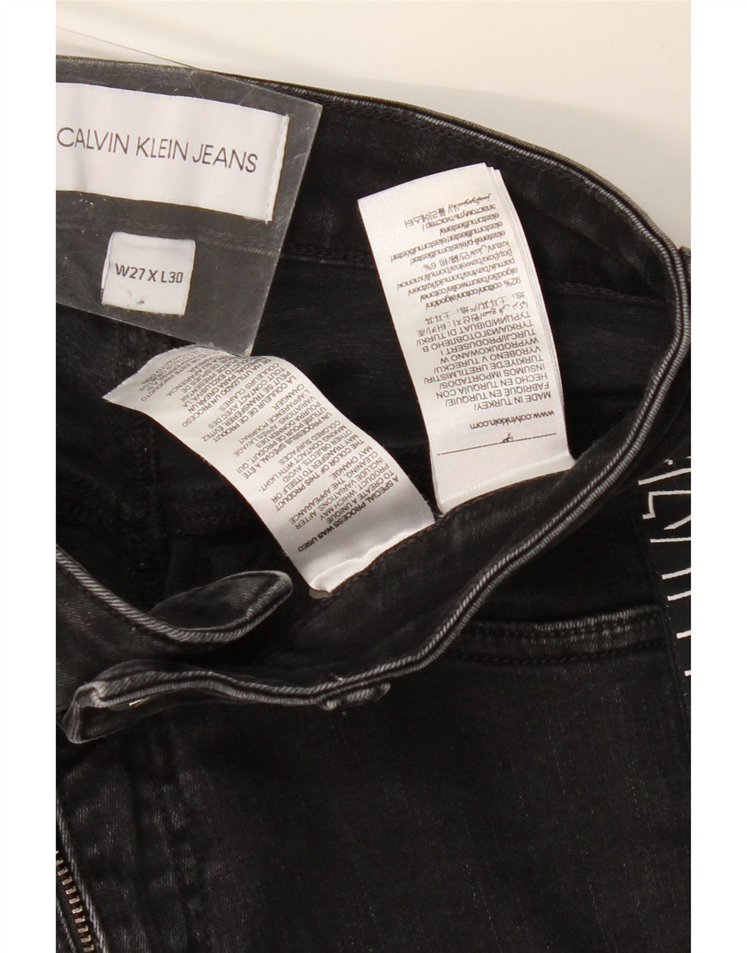 Calça jeans skinny feminina CALVIN KLEIN W27 L30 algodão preto