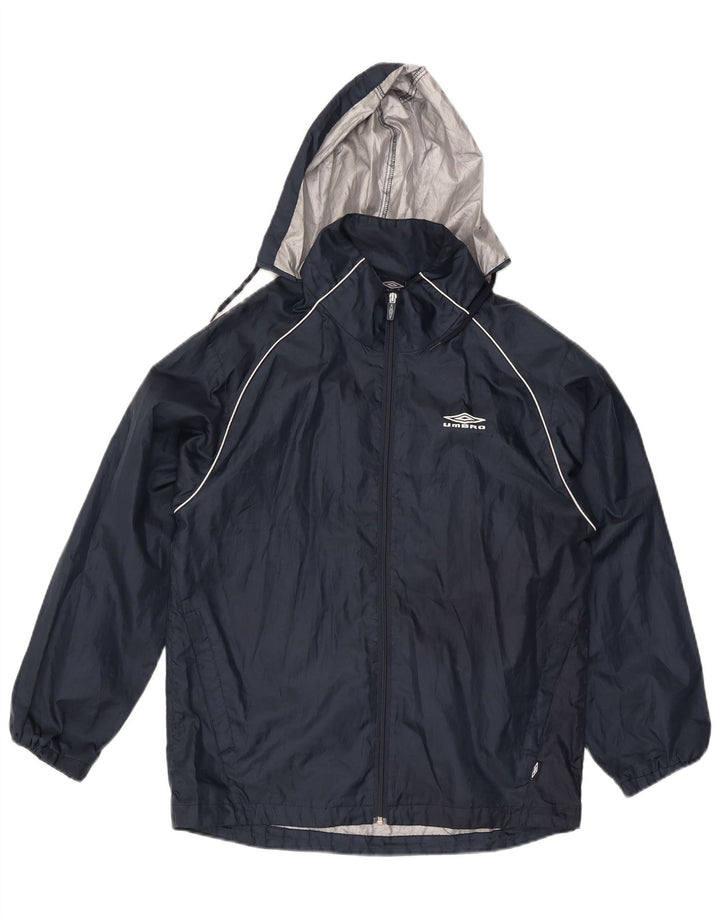 Jaqueta de chuva masculina Umbro com capuz Reino Unido 36 poliéster azul marinho pequeno