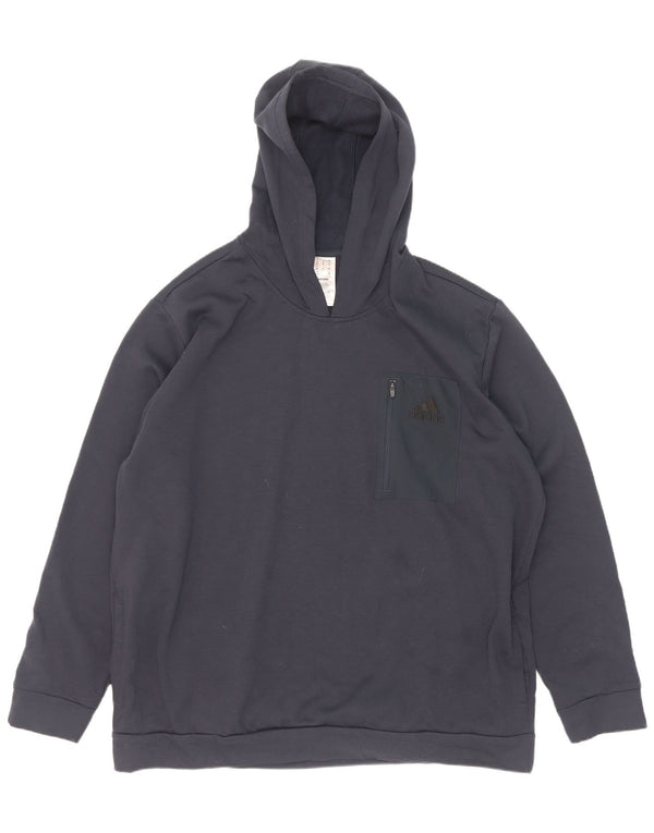 Adidas masculino moletom com capuz 2XL azul marinho poliéster