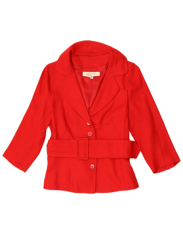 Jaqueta blazer feminina Zara manga 3/4 UE 38 pequena rayon vermelho