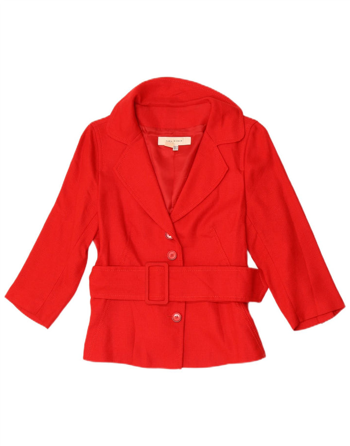 Jaqueta blazer feminina Zara manga 3/4 UE 38 pequena rayon vermelho