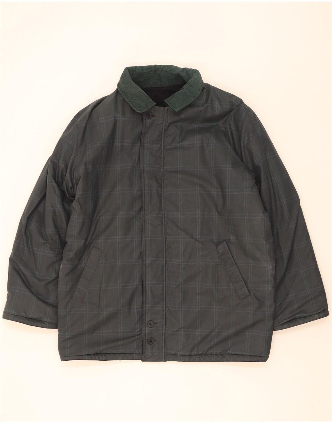 Casaco corta-vento masculino reversível North Pole UK 40 grande lã azul marinho