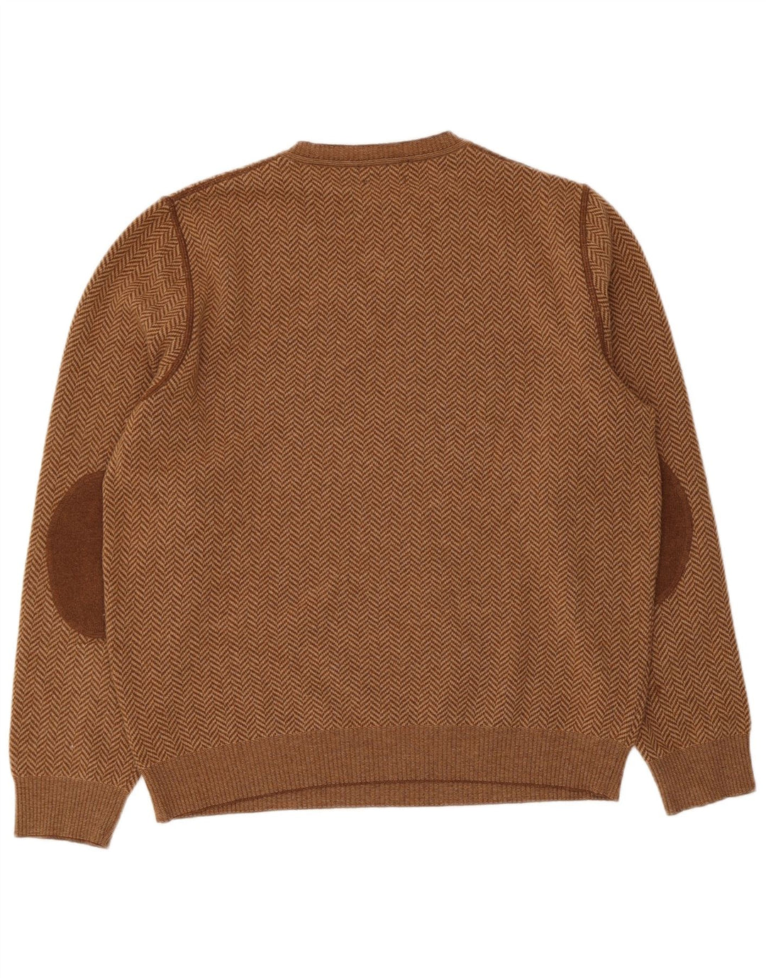 Suéter masculino Massimo Dutti com decote em V grande lã espinha de peixe marrom