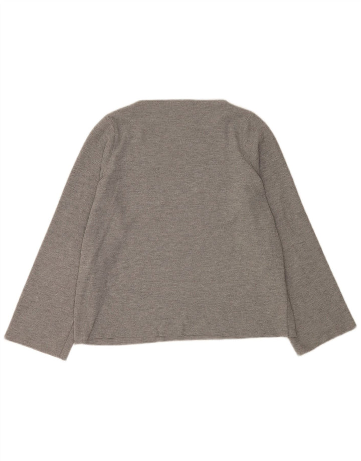 Zara Mulher Trafaluc Oversized Top Manga Longa Reino Unido 10 Pequeno Poliéster Cinza