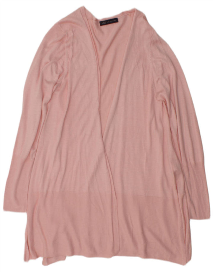 Suéter feminino Marks & Spencer Longline Open Cardigan Reino Unido 16 grande rosa